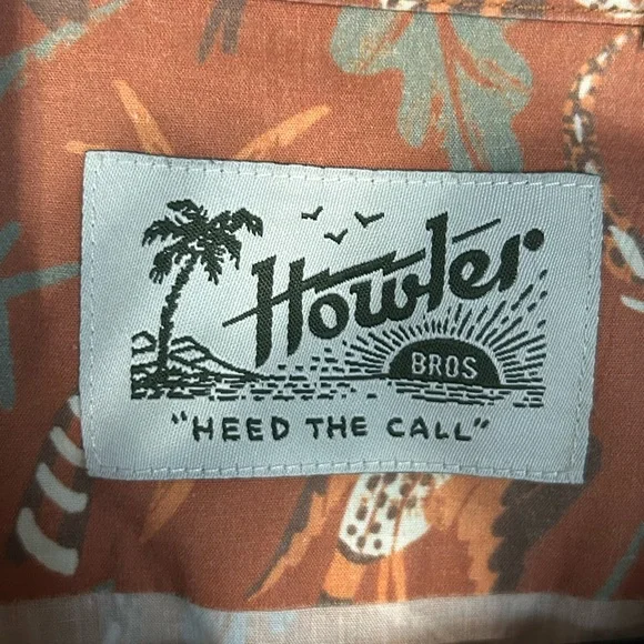 Howler Brothers Shirt Mens XL Alligator Palm Tree Mansfield All Over Print Vaca - Picture 5 of 7